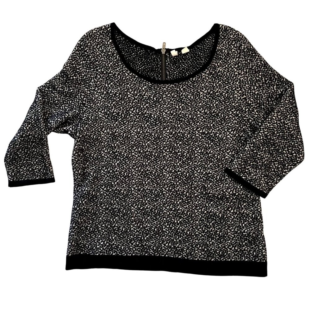 Moth Anthropologie Sweater Size XL Black White Textured Knit Scoop Neck - Picture 4 of 12